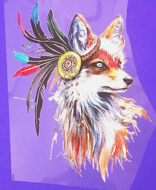 Fox Feathers Colorful Sublimations Stickers easy to Iron On T-shirt (3 Pack)