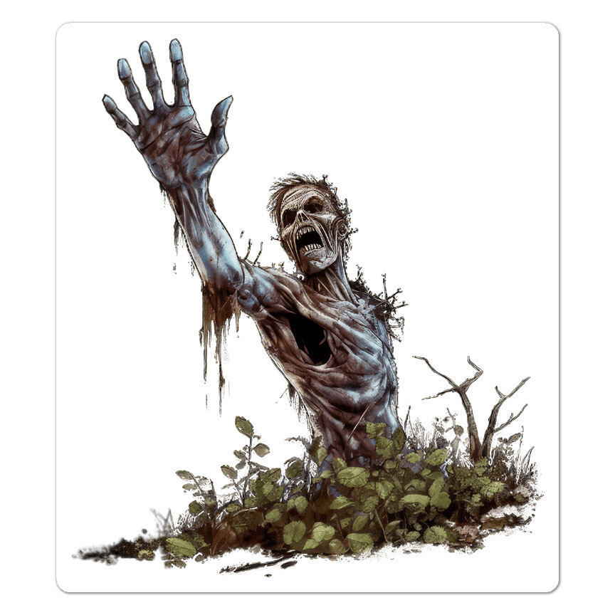Zombie Graveyard, Vinyl Decal Sticker, Indoor Outdoor, 3 Sizes, #9419
