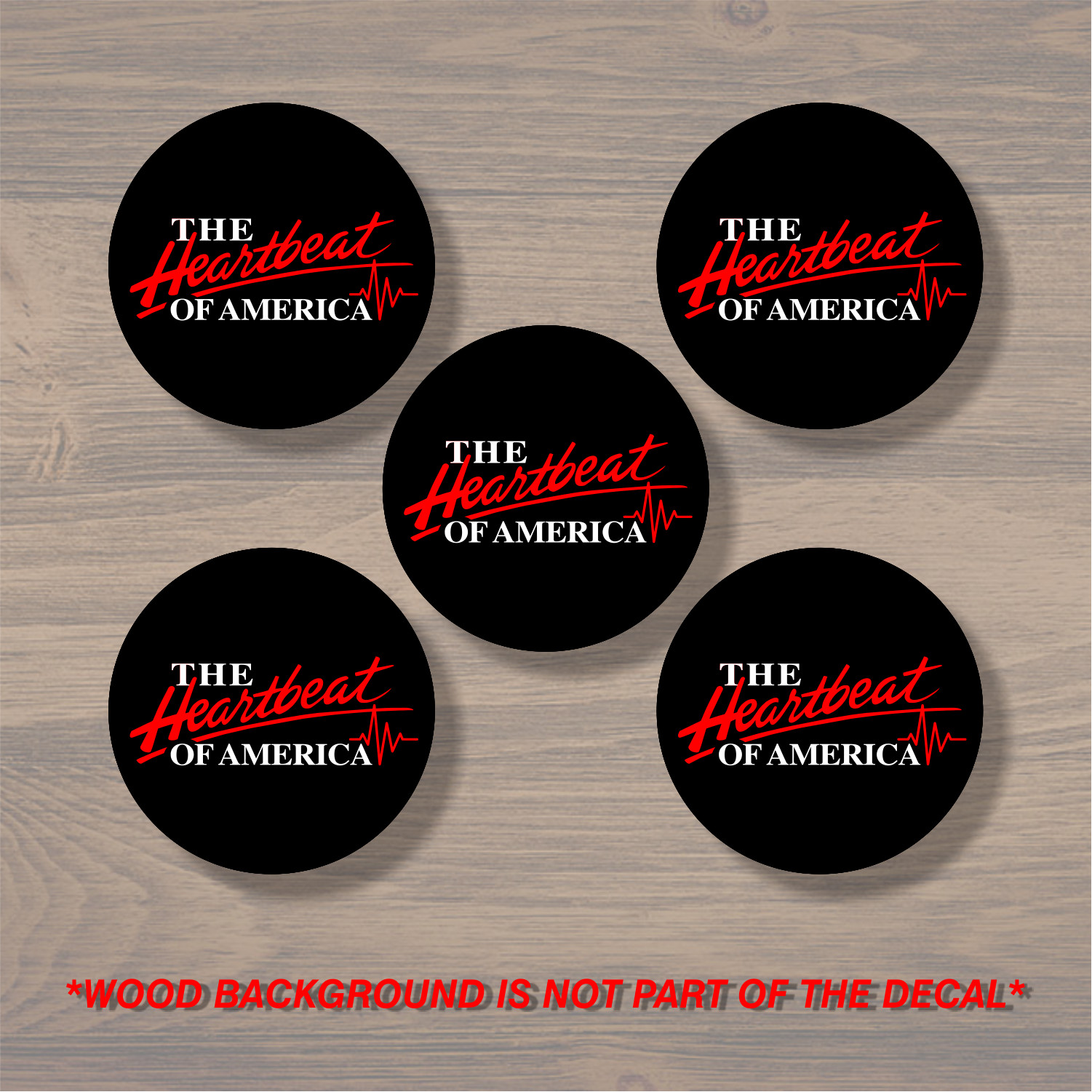 Chevrolet Heartbeat of America Wheel Center Cap Overlay x5, Vinyl Decal Sticker