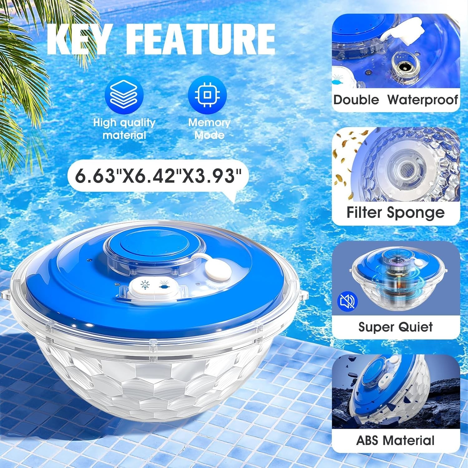 Upgraded Pool Fountain, Floating Pool Fountain with Lights, above Ground Pool Wa