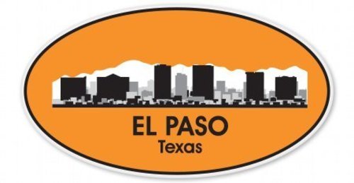 El Paso City Skyline Oval Car Vinyl Sticker – SELECT SIZE