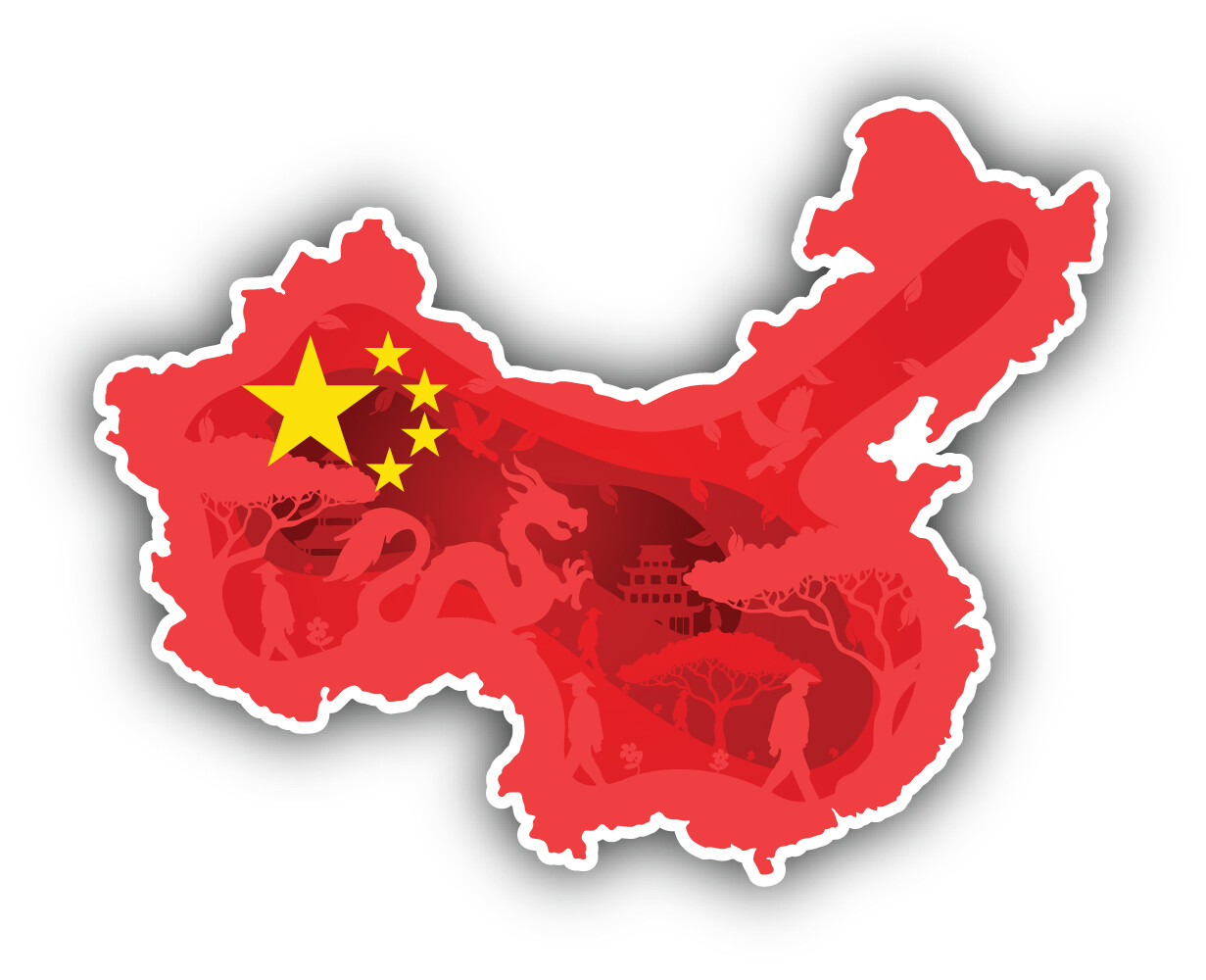 China Flag Carves Map Vinyl Sticker Car Bumper Decal