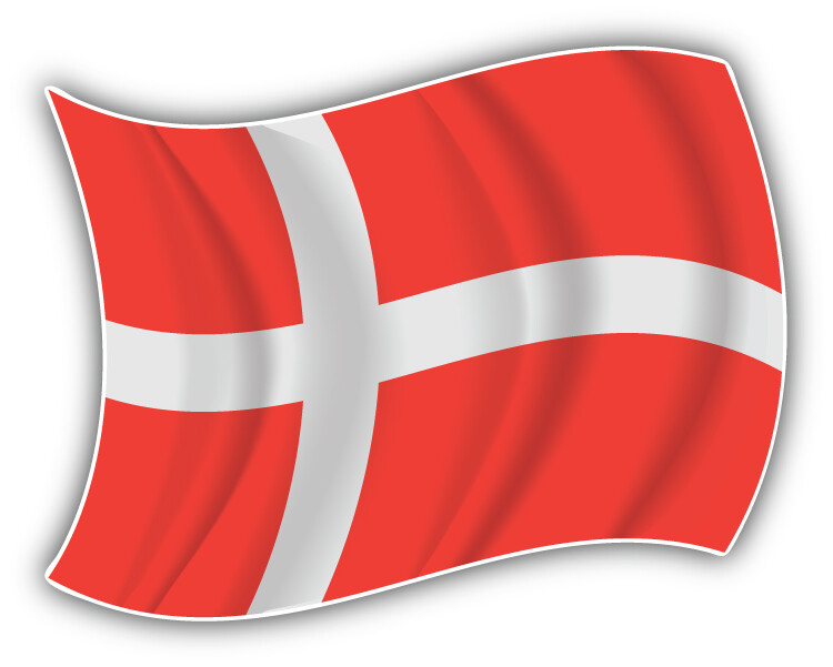 Denmark Waving Flag Car Bumper Sticker Decal