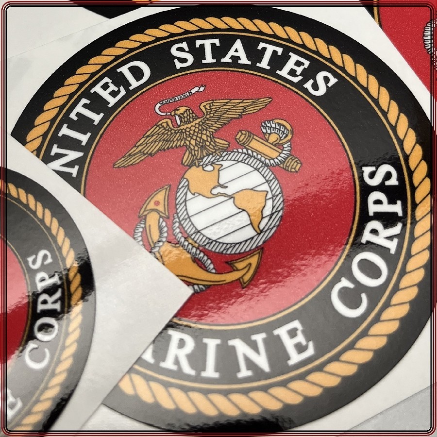 United States Marine Corps Seal Black & Red Laminated Sticker Choose Size 2-6"