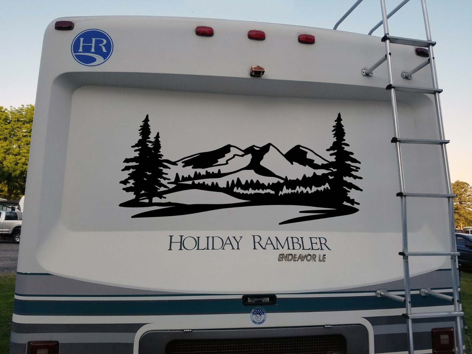 Mountains Forest Scene Vinyl Decal V2 Camper RV Travel Trailer Graphics Sticker