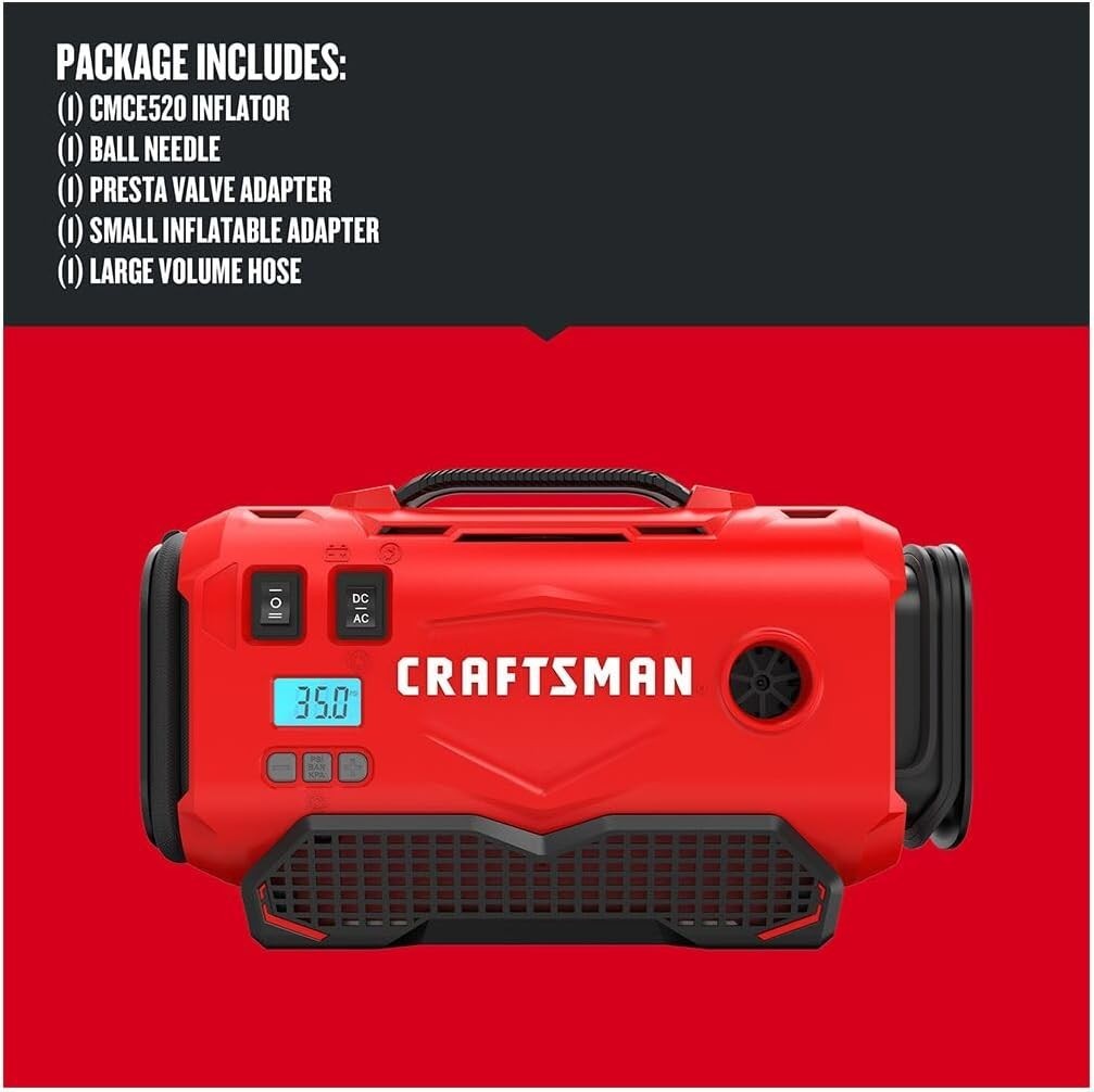 V20 Tire Inflator Portable Air Compressor, Car Air Pump, 3 Modes Tire Pump: Cor