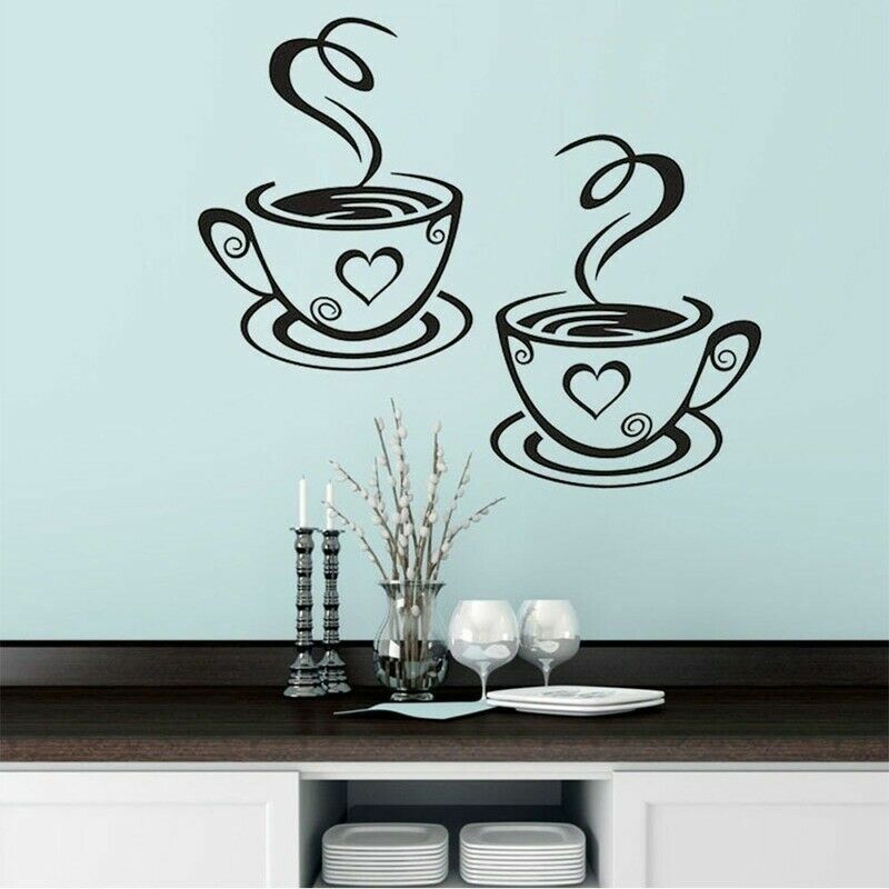 Coffee Mugs Wall Stickers Kitchen Decor Tea Decal Vinyl Wall Art