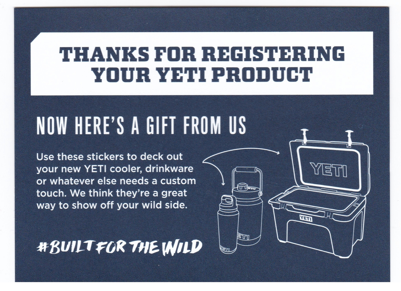 SET 5 Genuine YETI Decal / Stickers Brand New! Includes YETI envelope and Card!