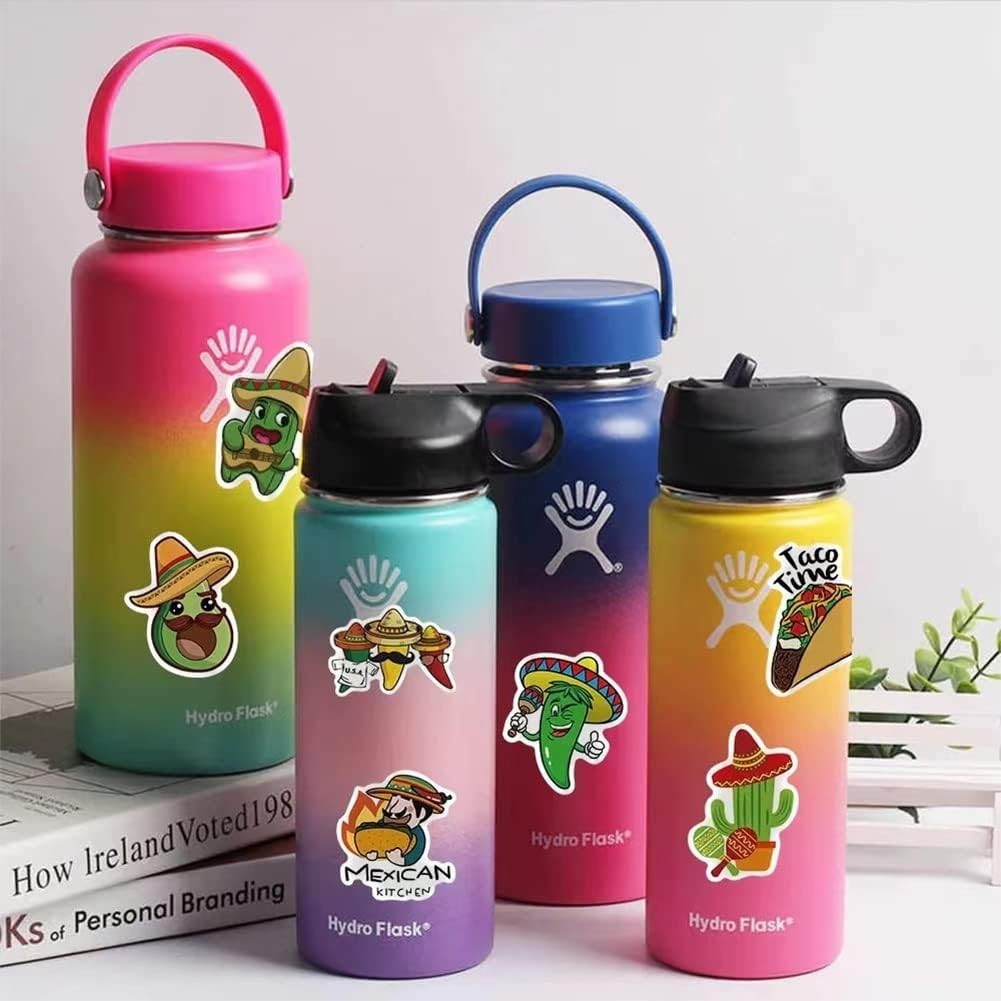 50 Cartoon Taco Stickers – Fun Waterproof Vinyl Decals for Kids & Teens