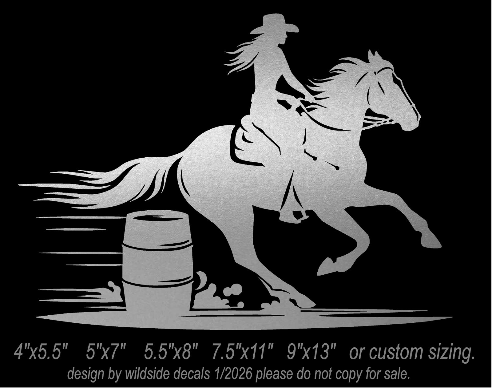 Female Barrel Racer Vinyl Decal car window horse trailer sticker