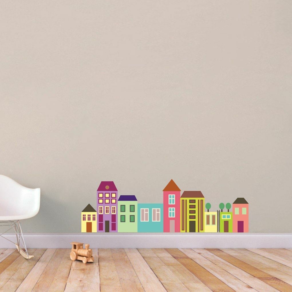 Little City Color Printed Wall Decal – Kids, Nursery, Playroom, Classroom, Town