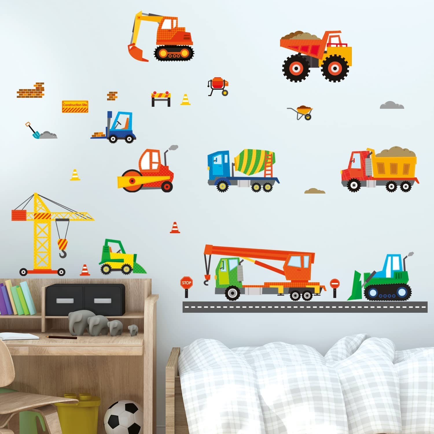 DECOWALL DS-8012 Construction Vehicles Cars Transport Kids Wall Stickers Wall…