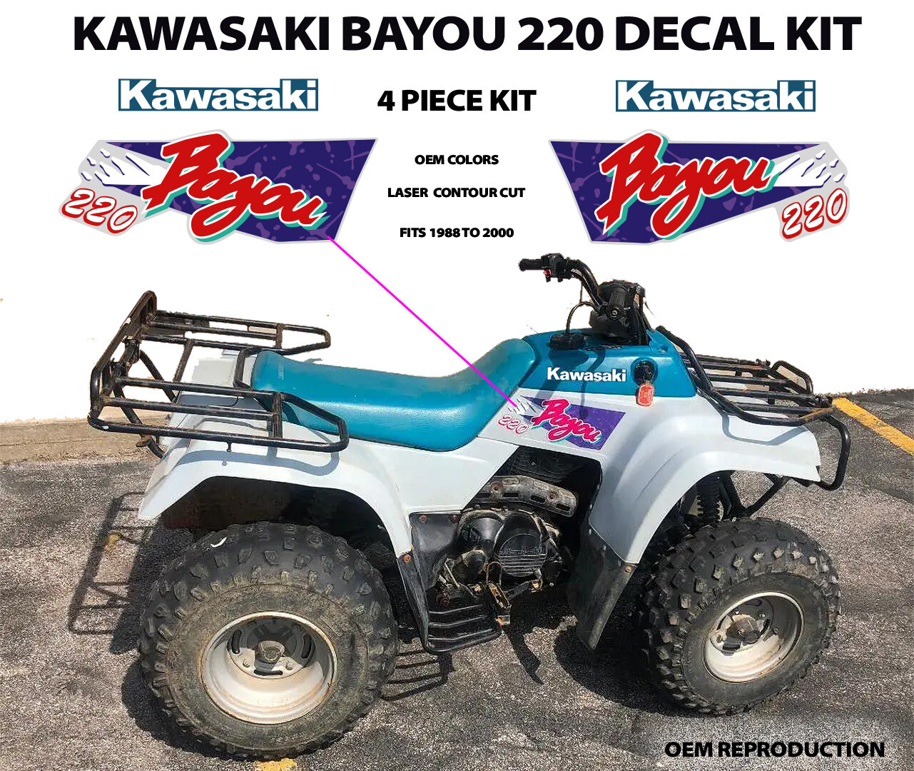 1988 2006 Kawasaki Bayou 220 Decal Graphics Emblem Pattern Plastic Marks OEM Kit