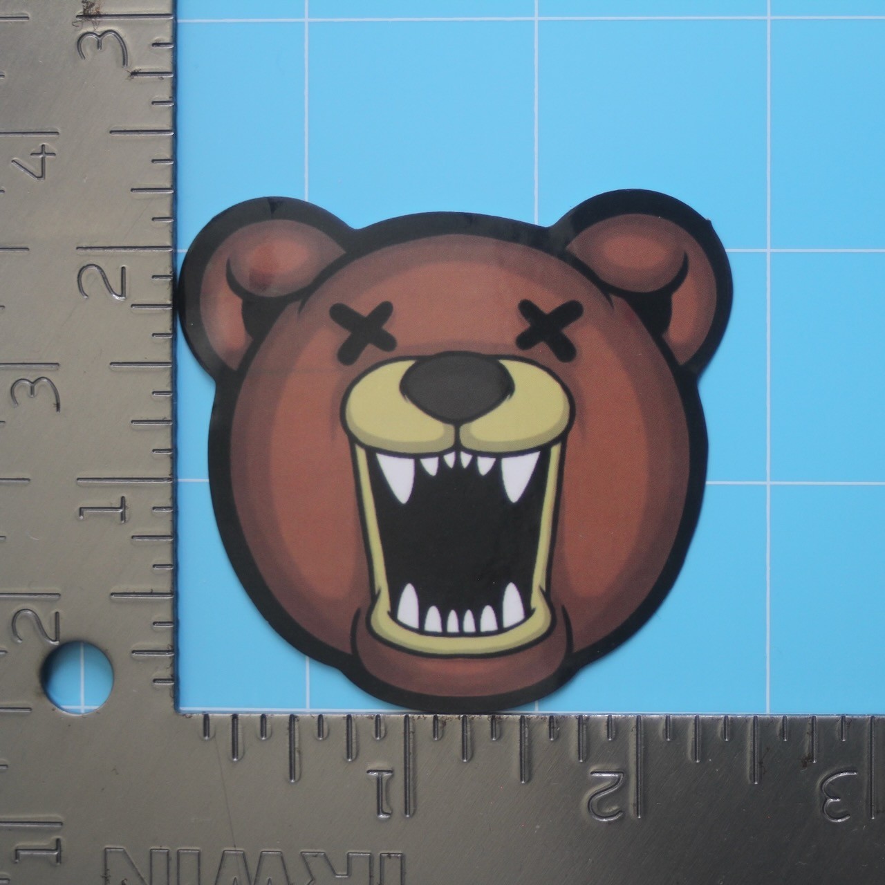 Horror Sticker (VICIOUS GRIZZLY BEAR) Creepy Halloween, Gloss PVC Decal