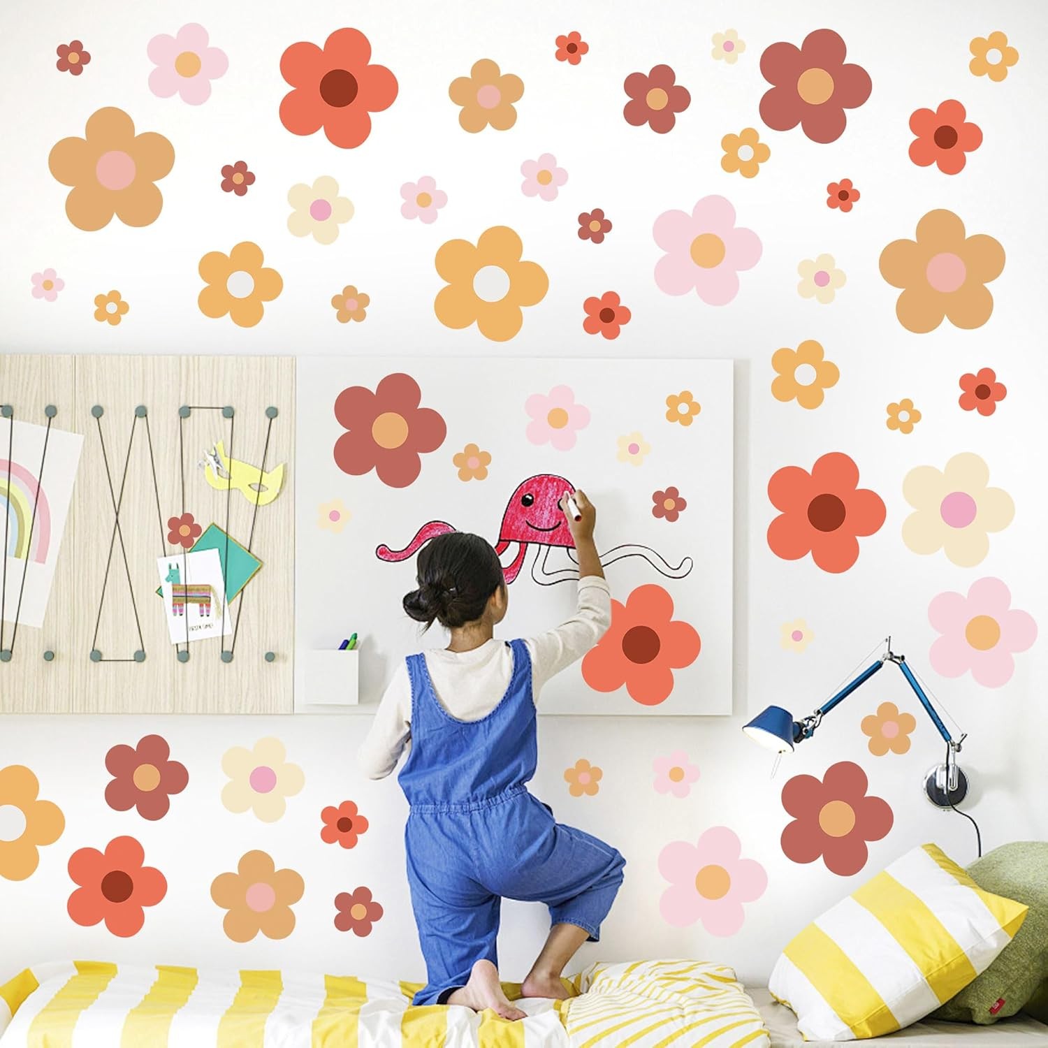 12 Sheets Flower Wall Decals Cute Colorful Vinyl Stickers for Girls Kids Room US