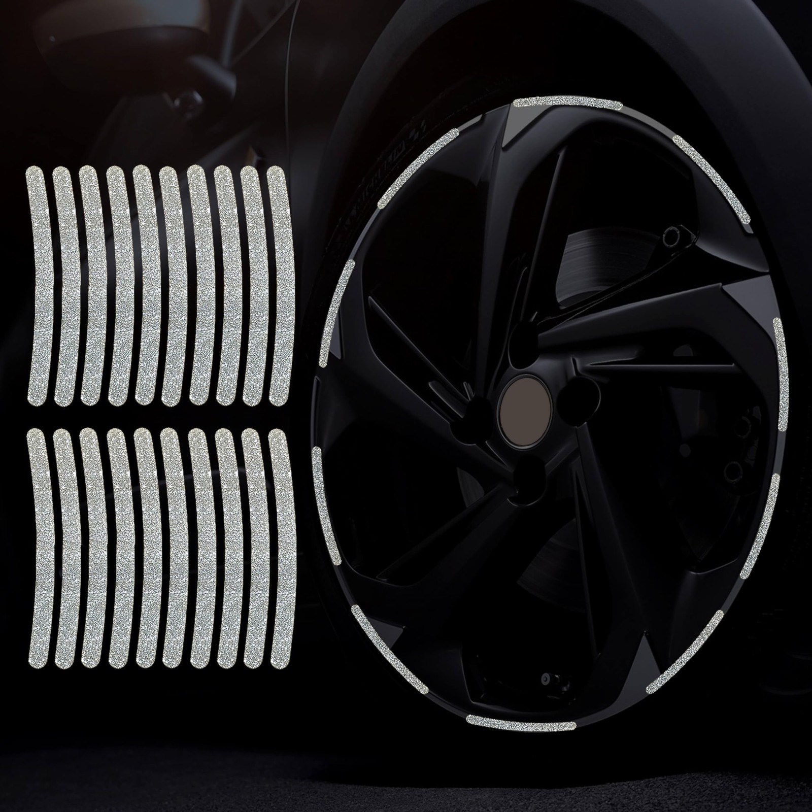 20PCS Car Wheel Reflective Decorative Strip,Night Safety Warning Stickers,Car…