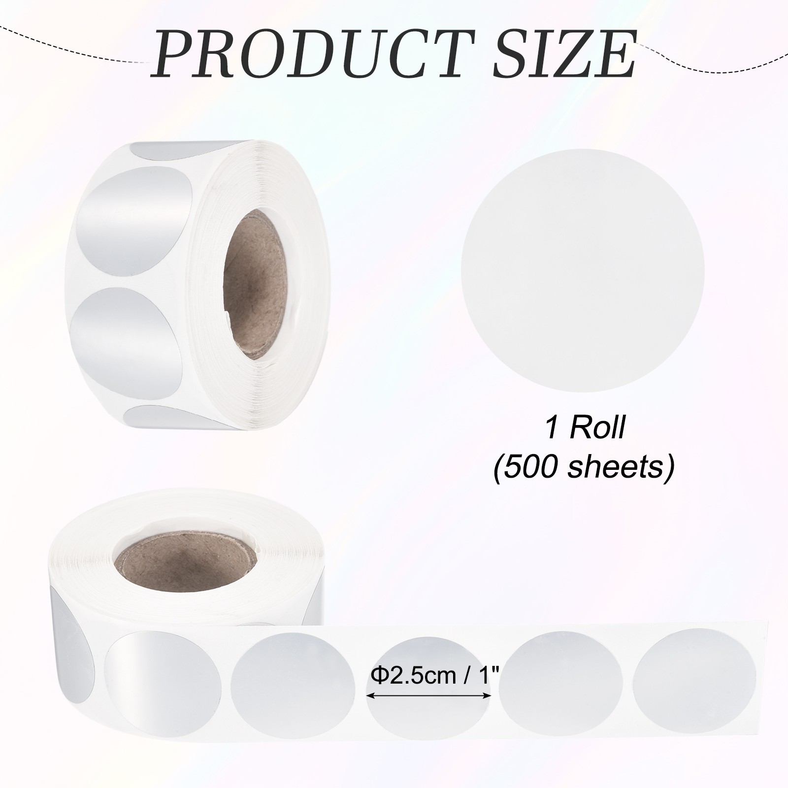 500pcs Round Thermal Label 1×1" Self-Adhesive Thermal Stickers Matte Silver