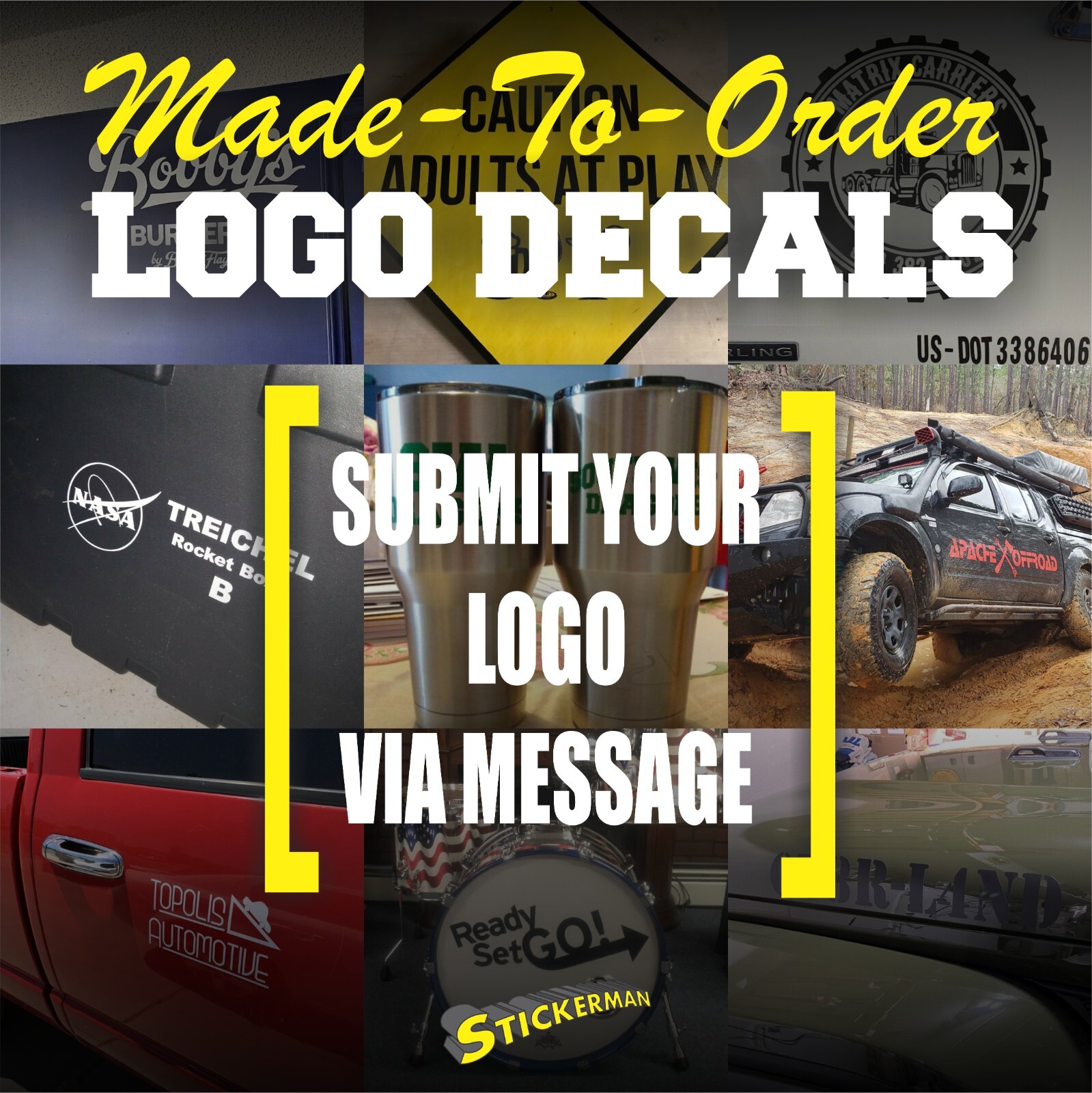 Completely Custom Vinyl Logo Decal Sticker for Cars Trucks Boats Window Tumblers