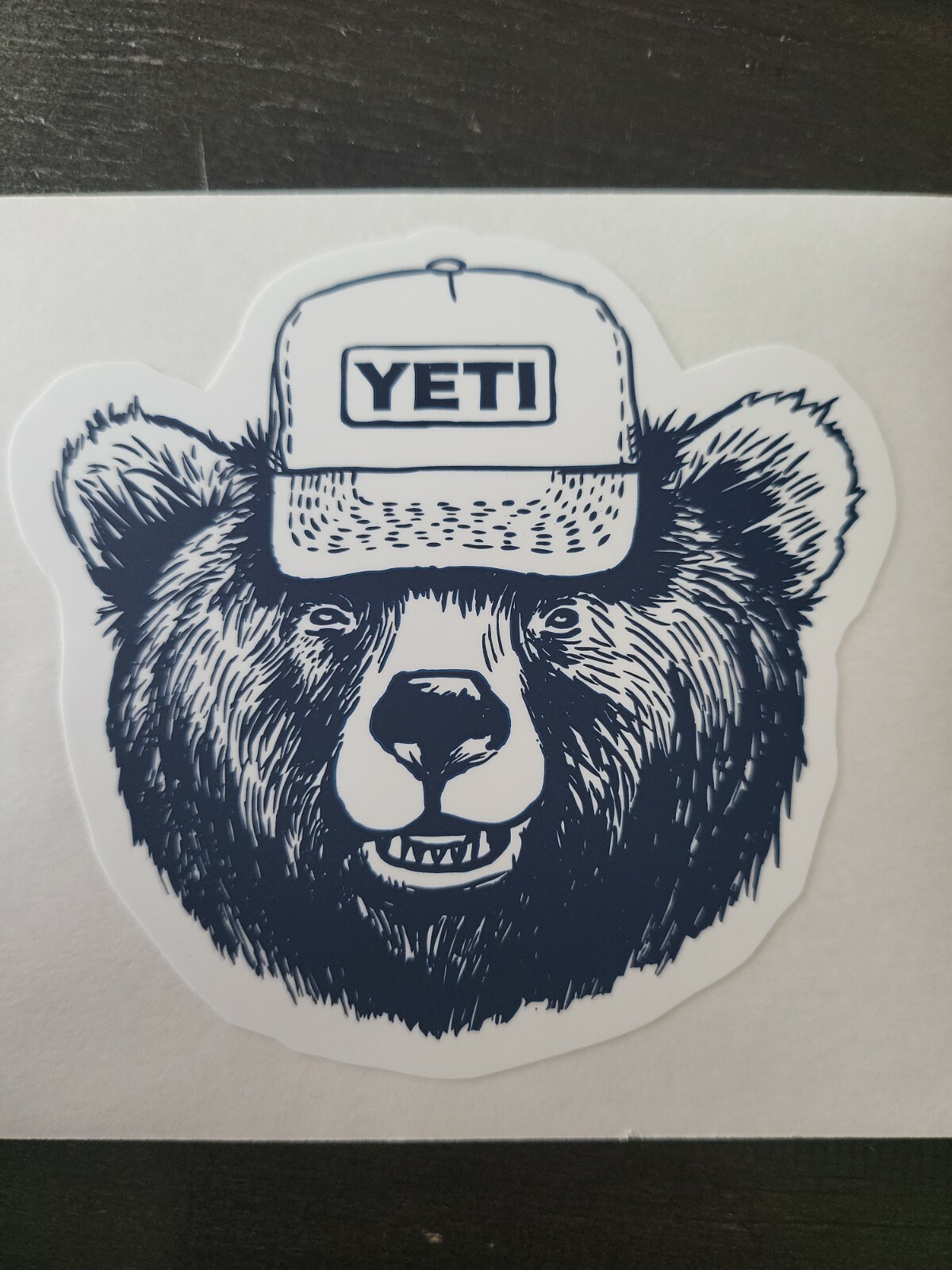 YETI AUTHENTIC STICKER – BEAR WEARING HAT Decal Cooler Mug Tumbler Car