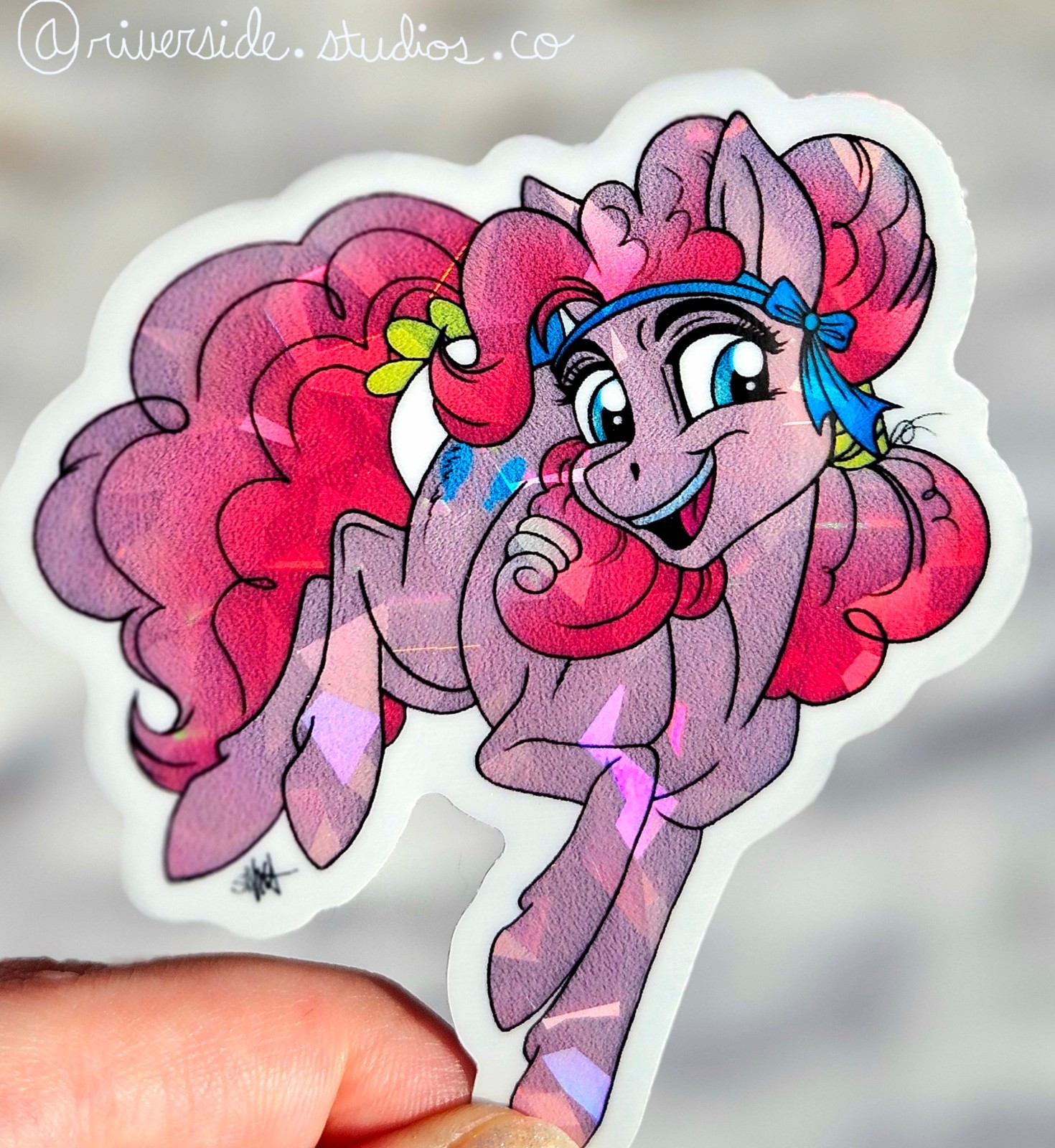 Crystal Pinkie Pie Vinyl Holo Sticker 3" Original Art My Little Pony