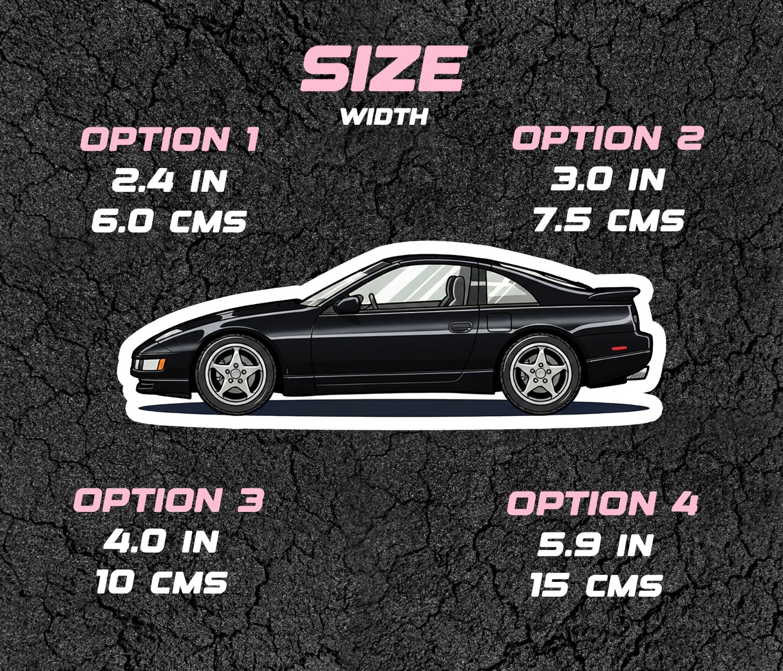 Nissan 300ZX Car Profile Sticker for Laptop, Phone Case, Book, Window, Kids etc.