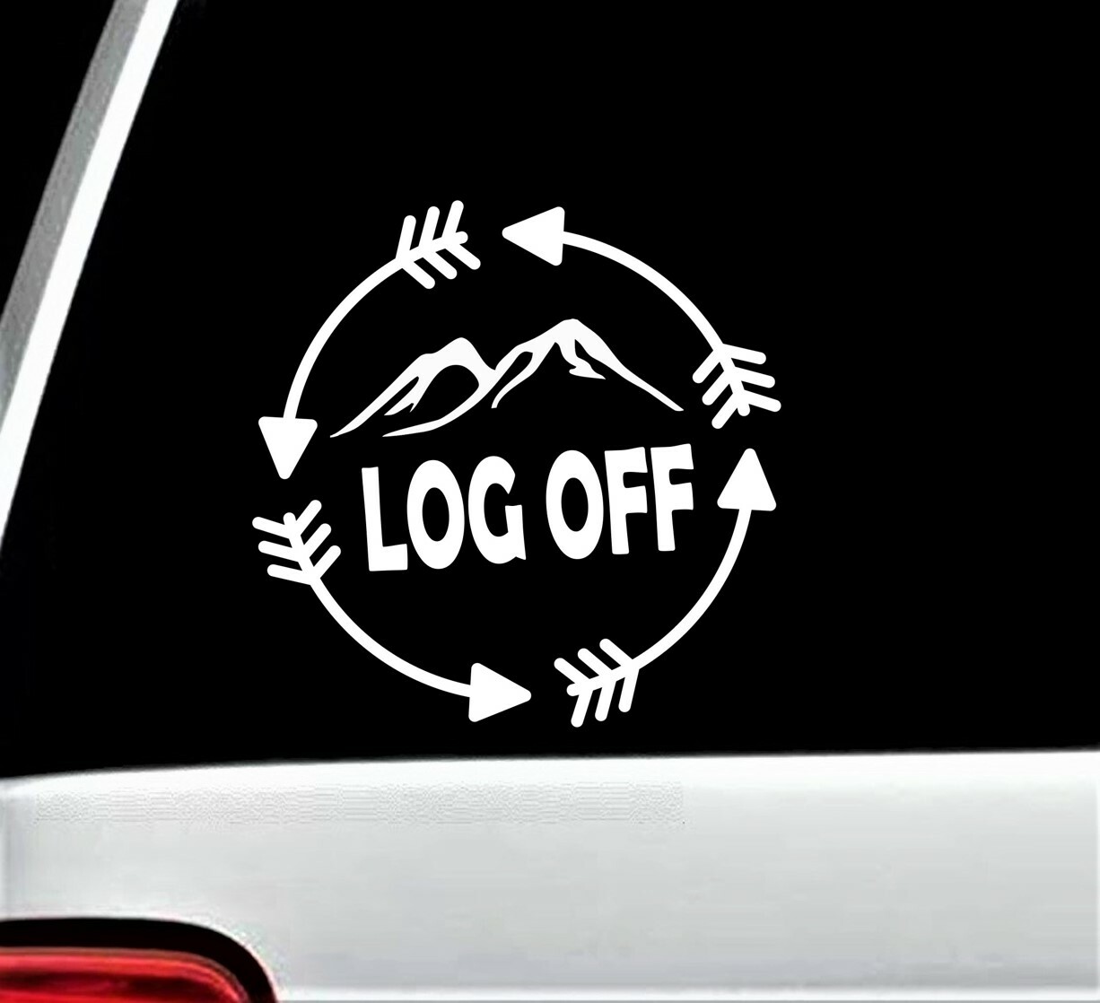 Log Off Mountain Hiking Camping Decal Sticker for Car Window 5.0 Inch BG 380
