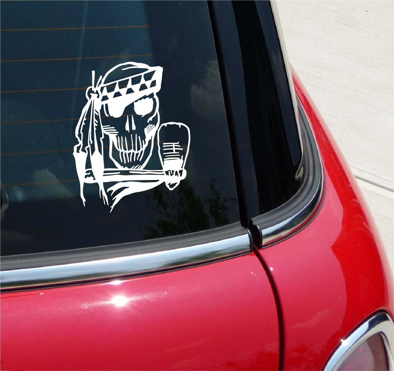 INDIAN NATIVE AMERICAN SKULL GRAPHIC DECAL STICKER ART CAR WALL DECOR