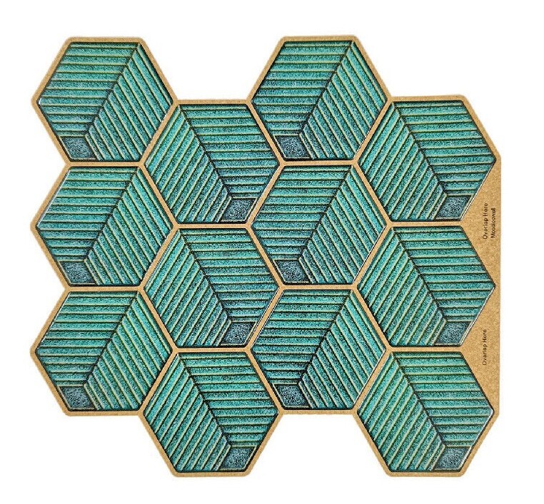 Mosaicowall Sea Green Hexagon Peel and Stick Kitchen Backsplash Tiles (10 Tiles)