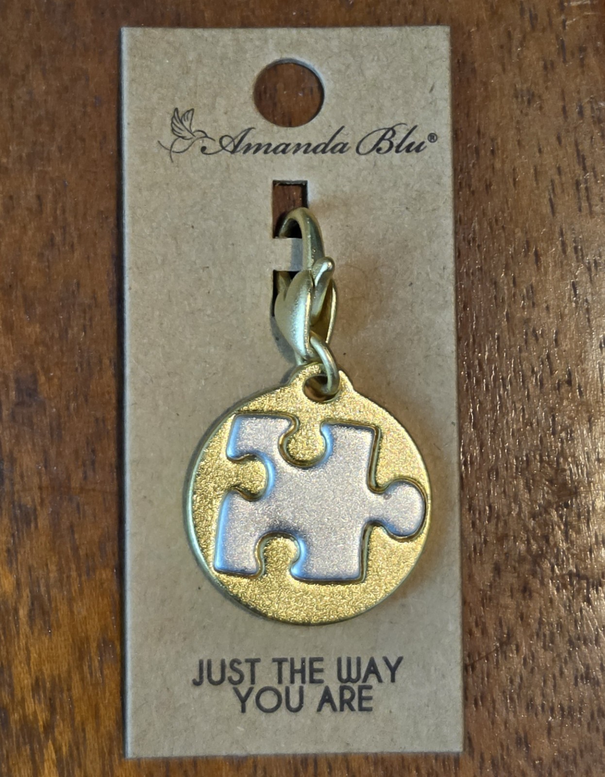NEW Amanda Blu PUZZLE PIECE Charm JUST THE WAY YOU ARE Gold Silver Tone