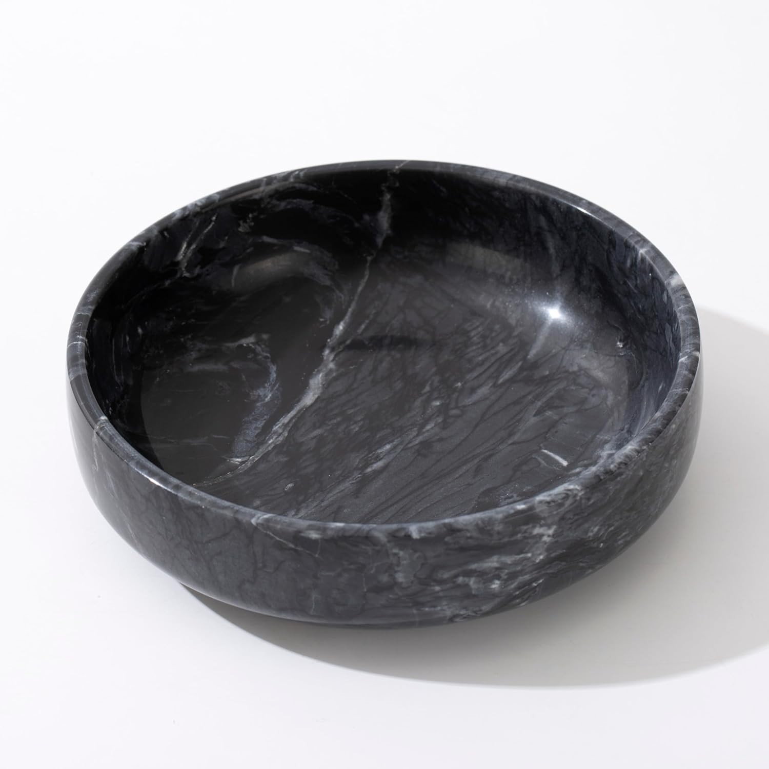 6.7" Large Decorative Bowl, Natural Marble Large, Black