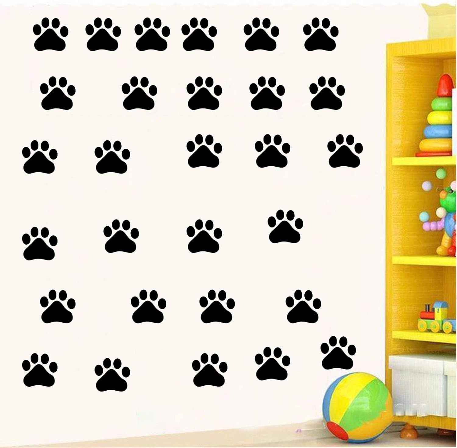 24 Pcs Large Dog Footprints Wall Decal Vinyl Stickers, Removable Lovely Animal P