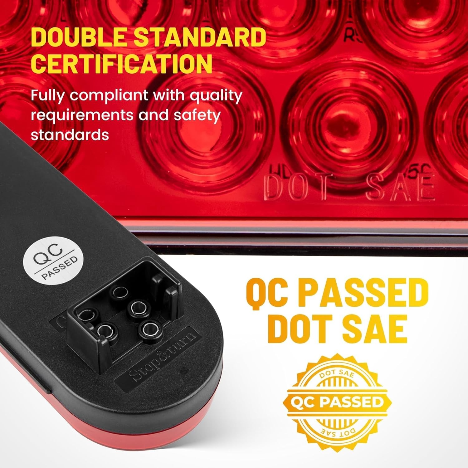 6 Inch Oval Red LED Trailer Tail Lights 2PCS, Super Bright 24LEDs Oval 6" Brake