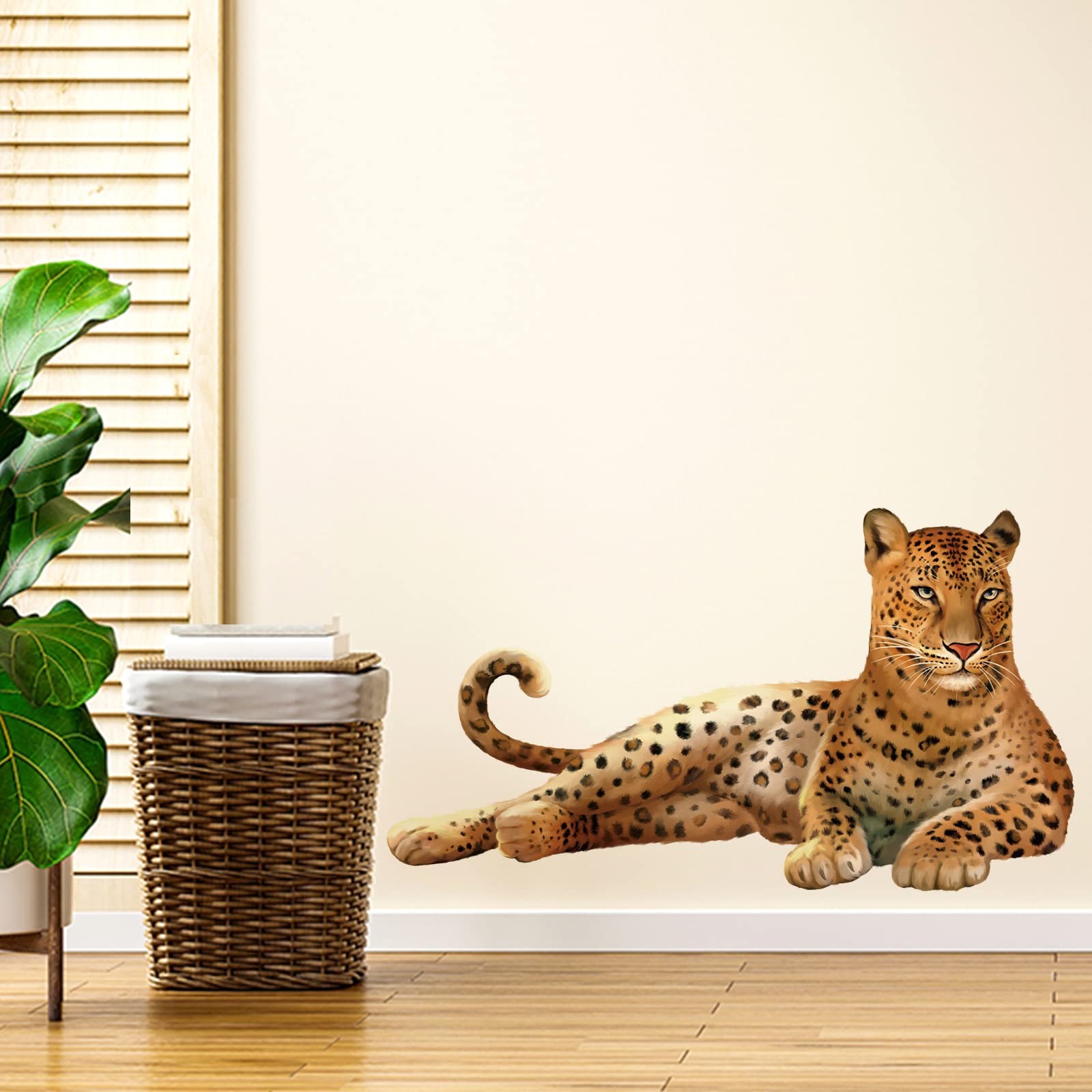 Safari Leopard Wall Stickers Jungle Animals Cheetah Peel and Stick Wall Art D…