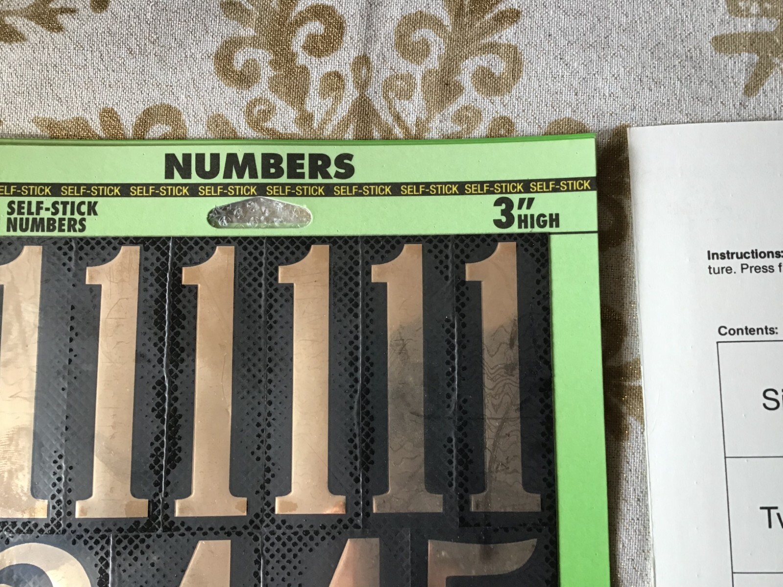 LOT OF 3 Hy-Ko Products Self Stick Adhesive Numbers 3" Black and Gold – New