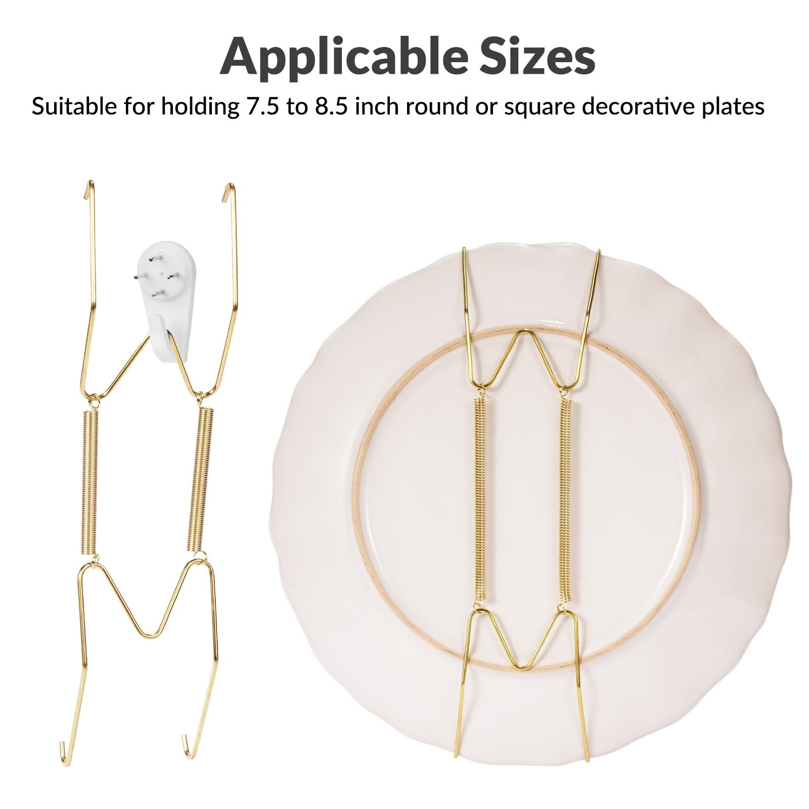 10-Pack Invisible Wall Plate Hangers, 8 Inch Brass Plate Holders with 12-Pack…