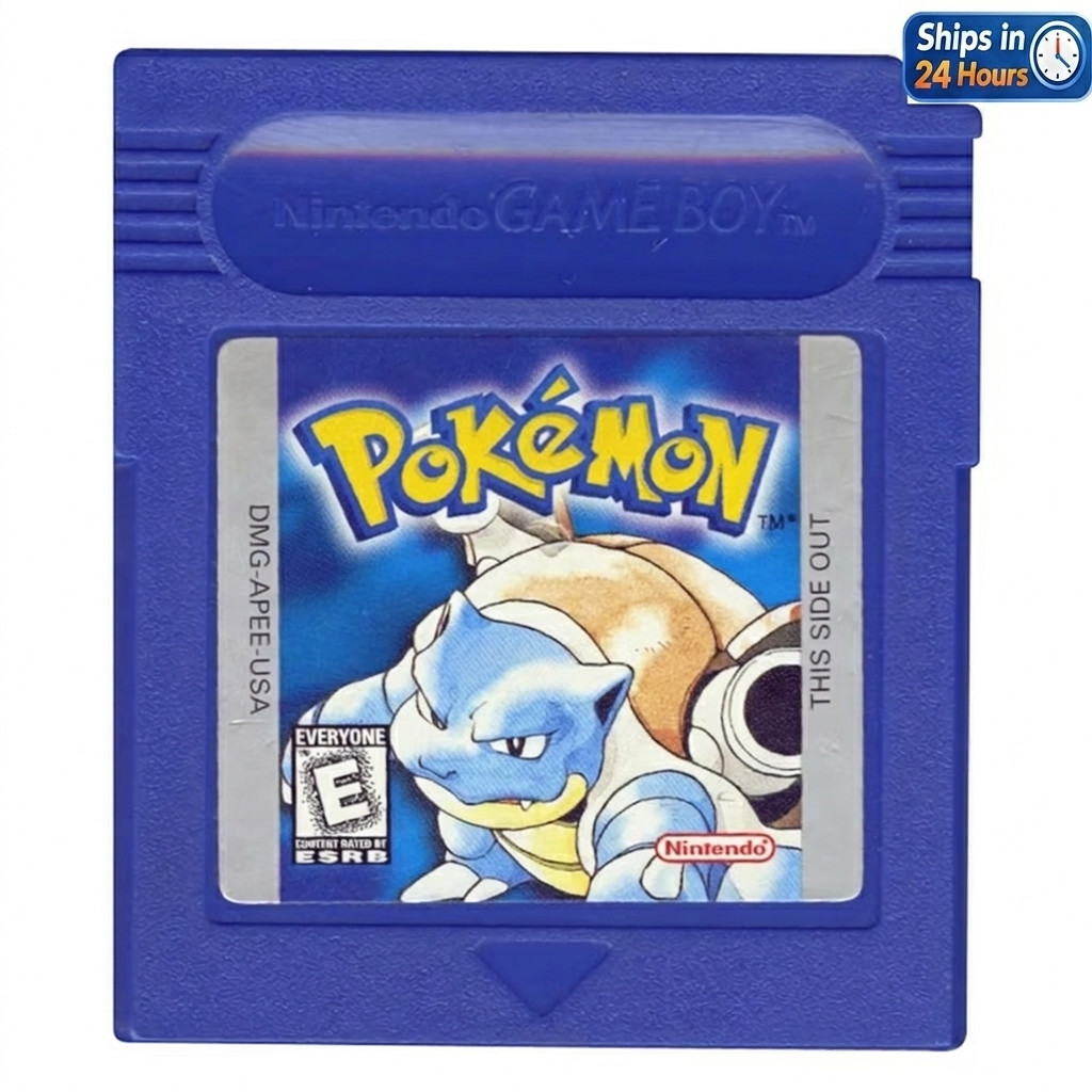 Oversized Pokemon Blue Game Boy Cartridge Replica 3D Printed Blastoise Display