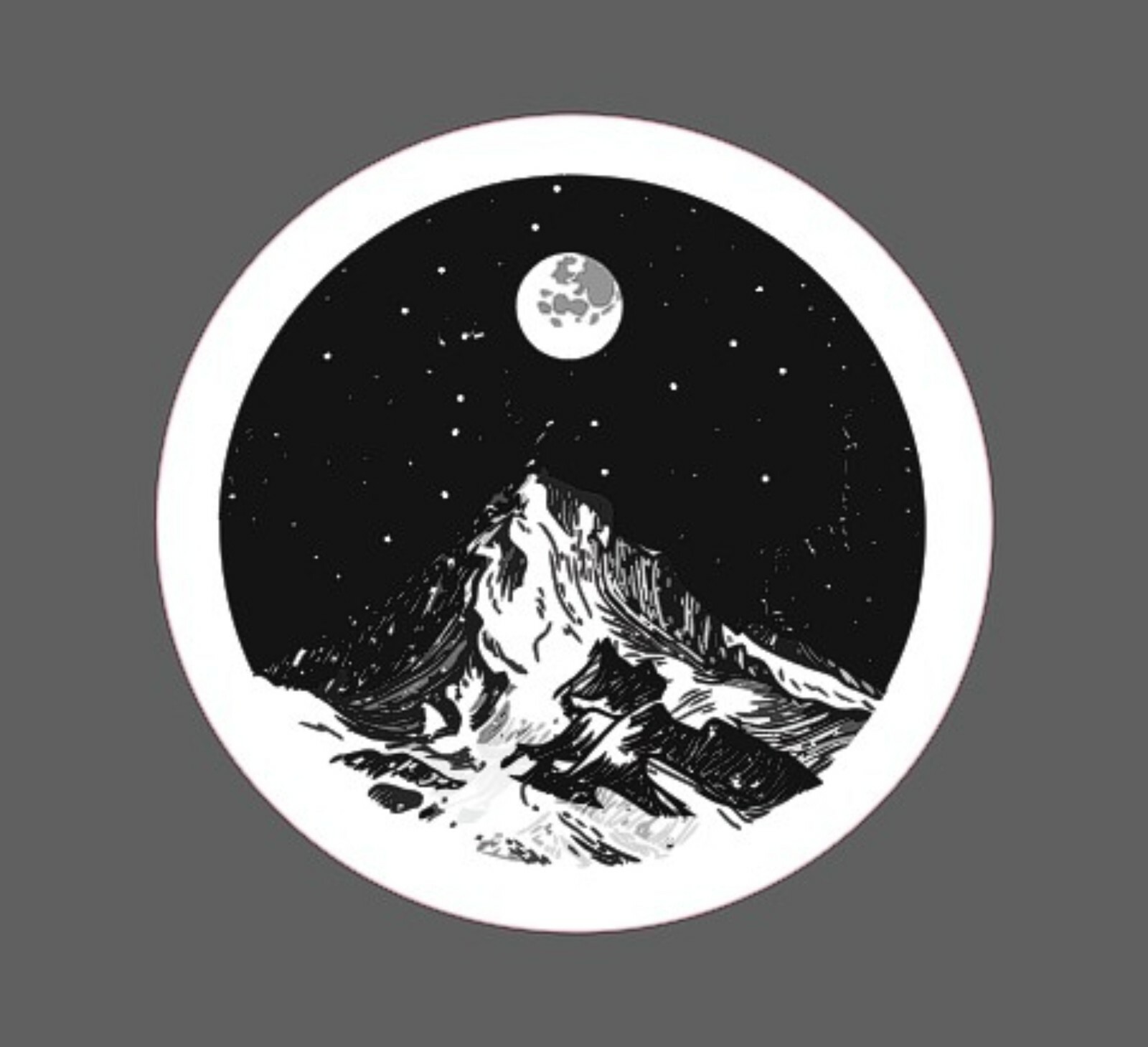 Mountain Night Sticker Full Moon Waterproof – Buy Any 4 For $1.75 Each Storewide