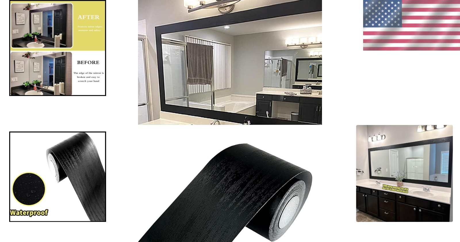 Durable Waterproof Peel and Stick Black Wood Grain Wallpaper Border – Easy Decor