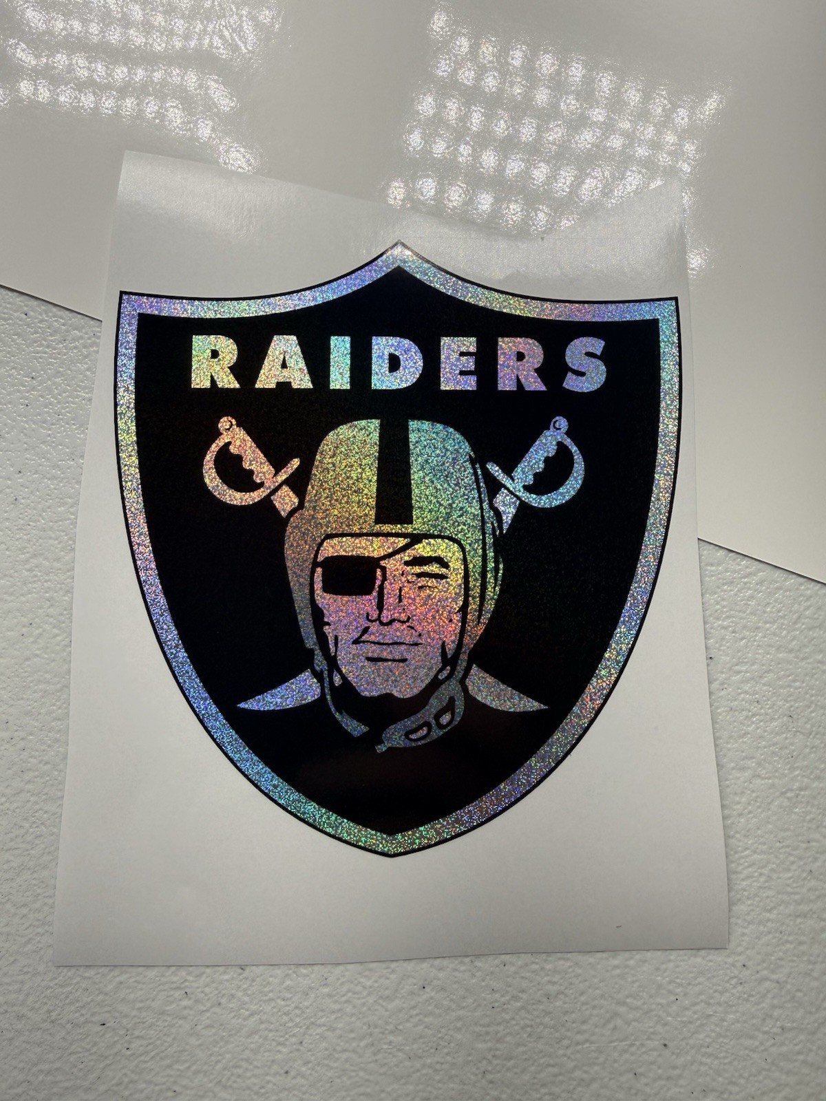 Oakland Raiders Holographic Tiny Sparkle Vinyl Decal