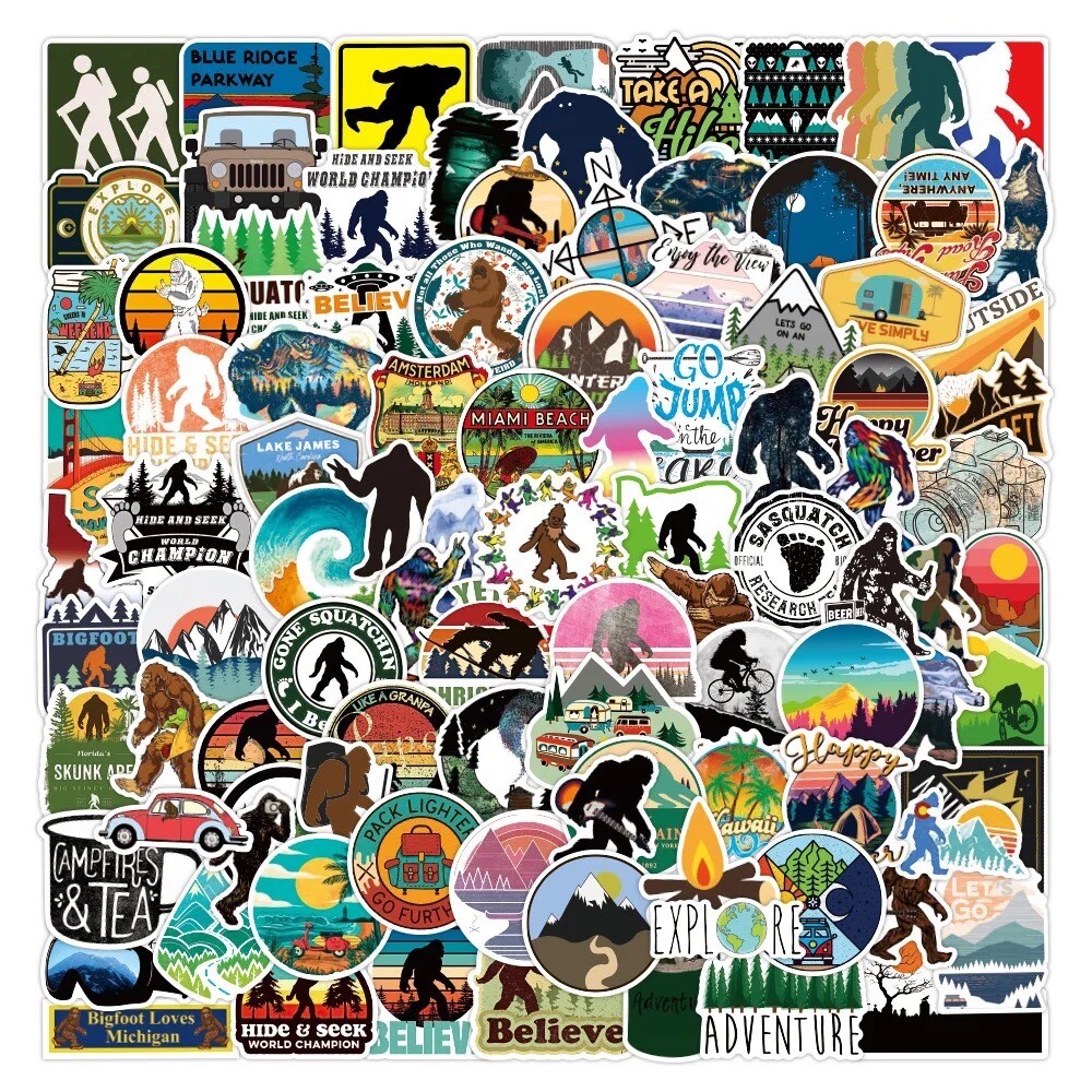 20 Random Bigfoot Stickers Sasquatch Nature Adventure Decals Yeti Free Shipping!