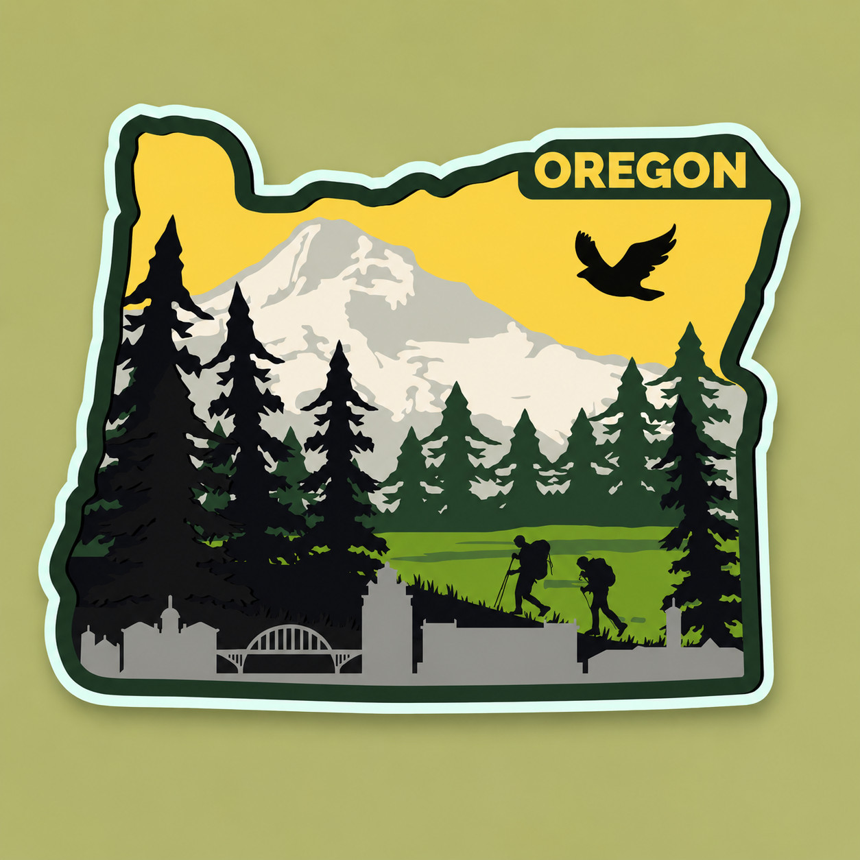 Oregon State Shape Adventure Vinyl Sticker 4×3 Inch Waterproof & Fade Resistant