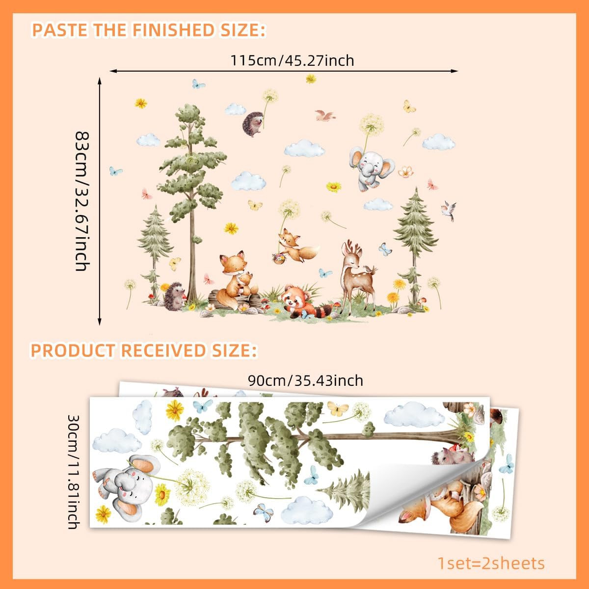 Jungle Animals Wall Decals – Peel & Stick Tree Stickers for Nursery