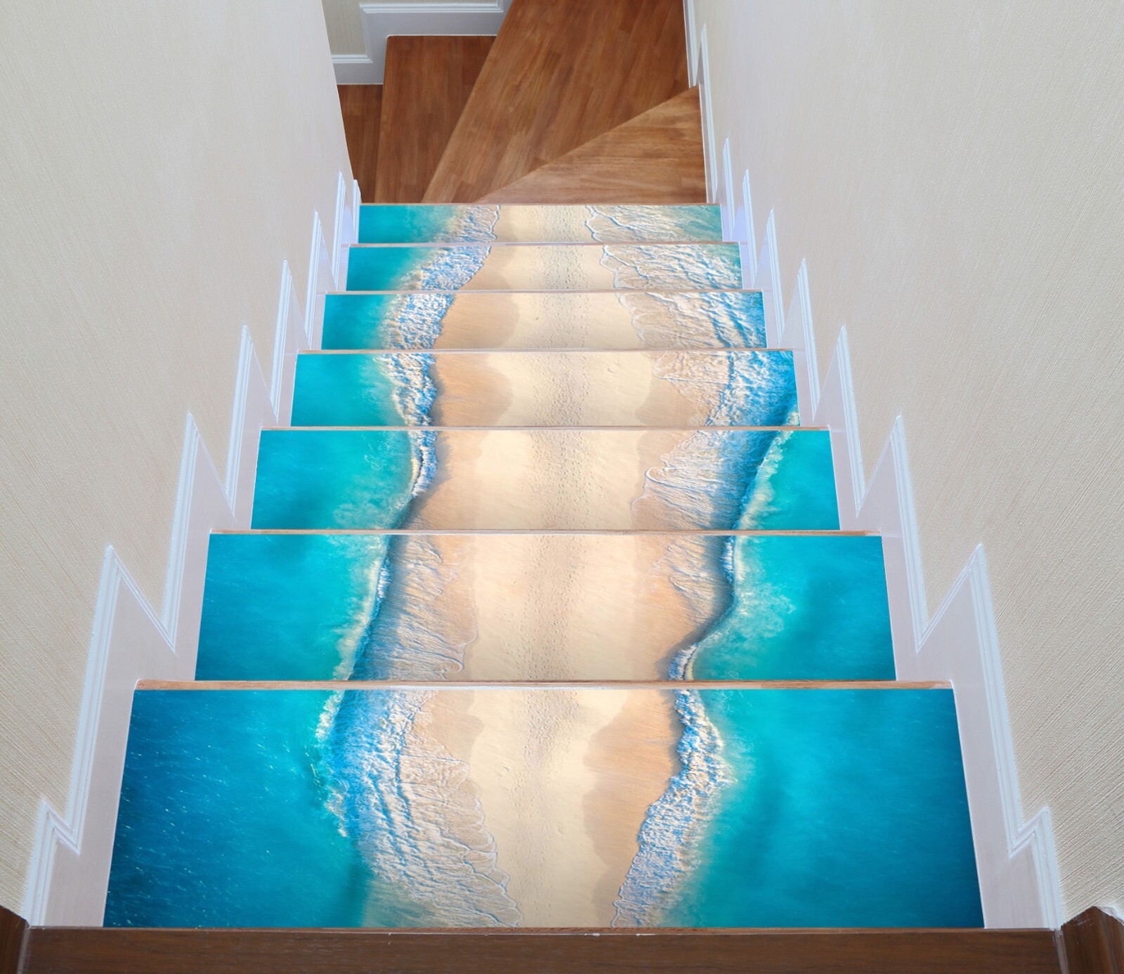 3D Beach Road W079 Stairs Risers Decoration Photo Mural Vinyl Wallpaper Vera