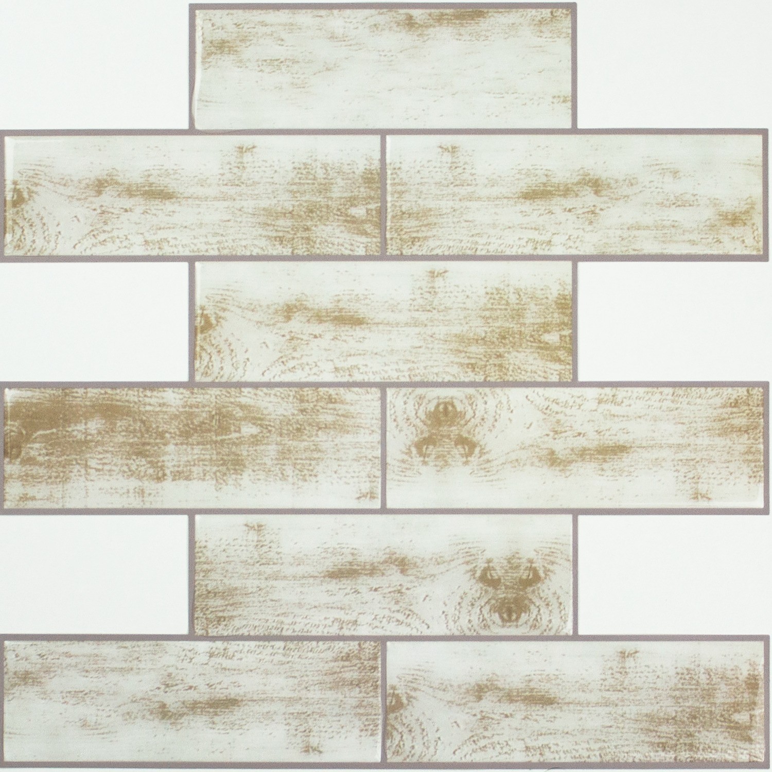 RoomMates TIL3691FLT Distressed Wood Subway Sticktiles, Brown – Pack of 4