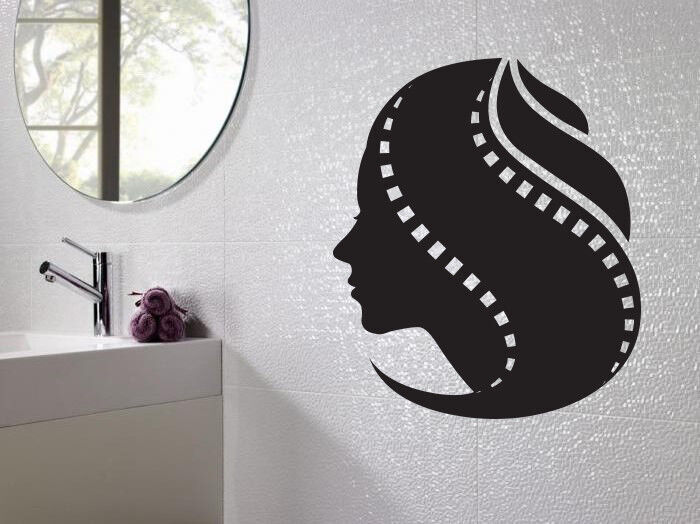 Vinyl Decal Wall Sticker Woman Hairstyle as Film Tape Beauty Salon Decor n976
