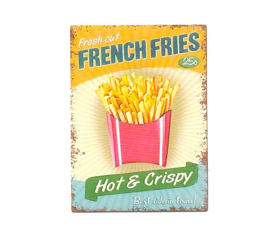 Fresh Cut French Fries 25 Cents Hot Crispy Vintage Ad Sticker Diner Food