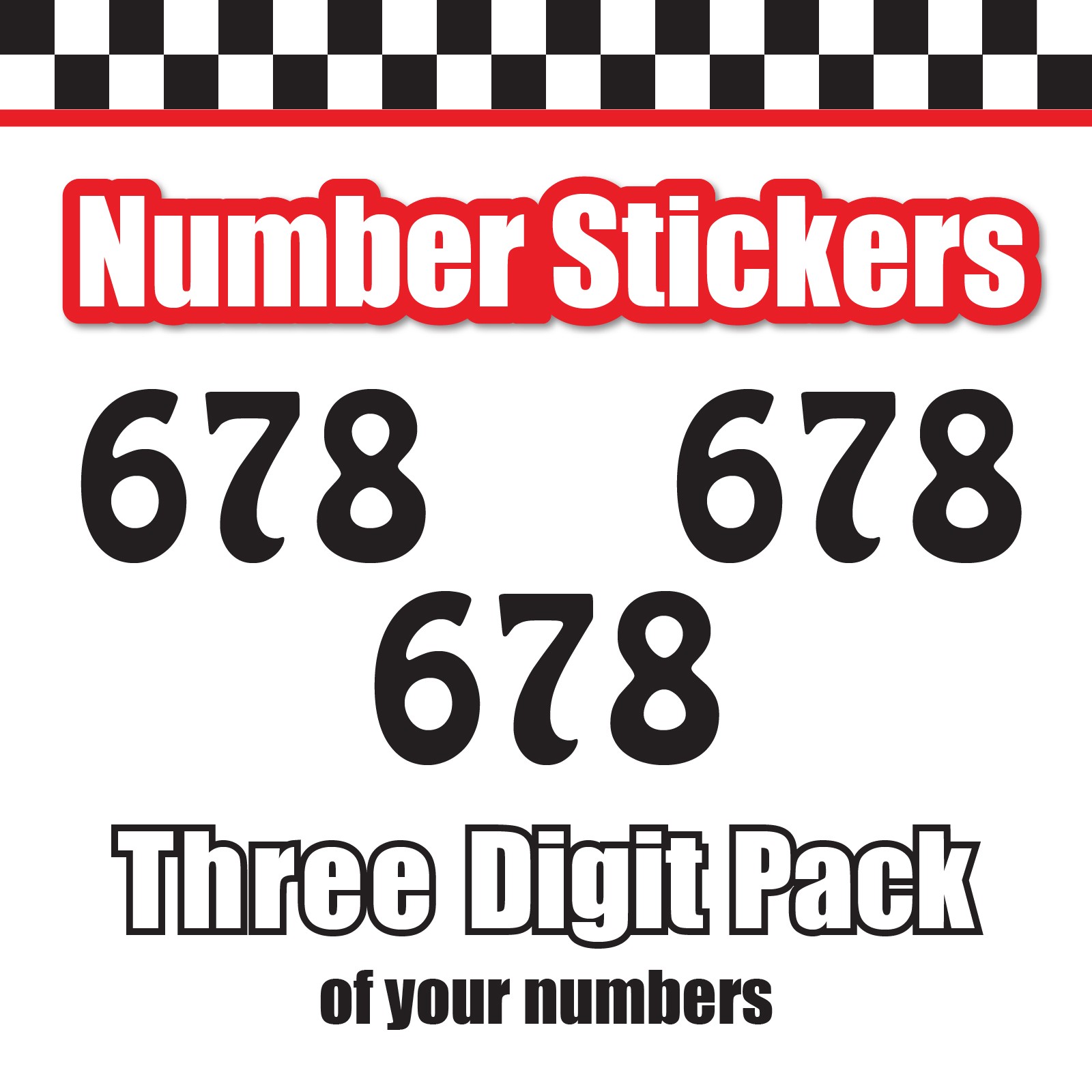 3x 3 Digit Custom Single Number Stickers Decal Locker Door Mailbox Boffo SSi