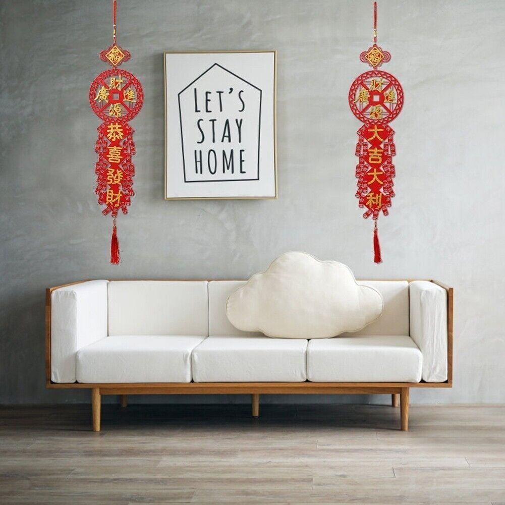 2Pcs Traditional Couplets Chinese New Year Spring Festival Hanging Pendant Home