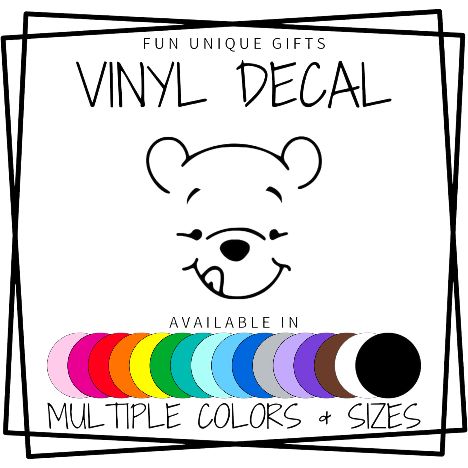 Pooh Face Vinyl Decal Sticker -Multiple Colors & Sizes- SHIPS FREE!