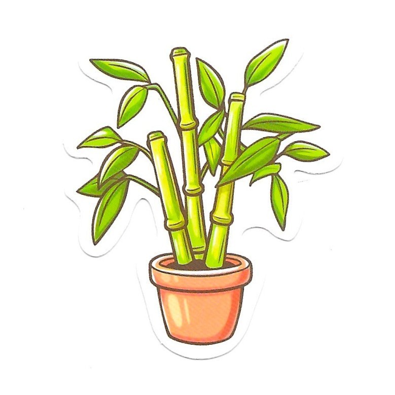 Vinyl Sticker Die Cut Lucky Bamboo Plant Decal Houseplant Journal Scrapbook Cute